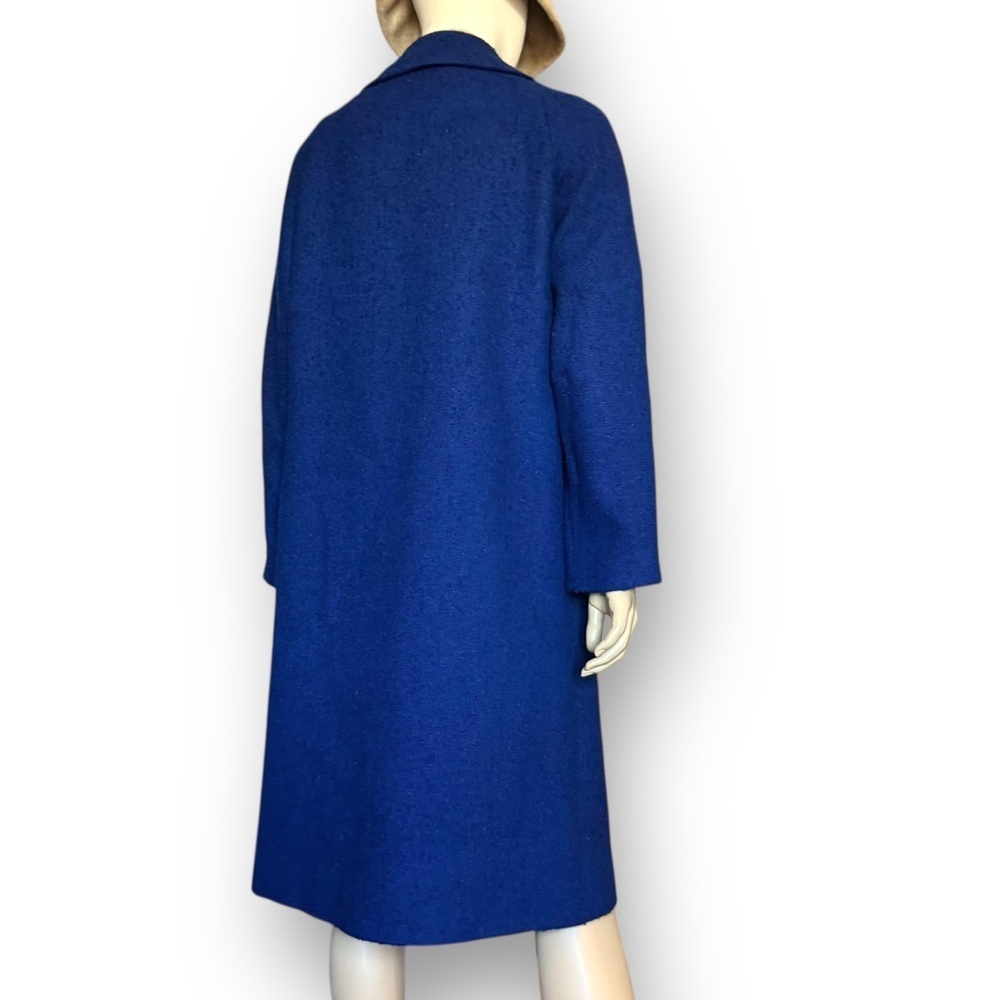 Vintage Blue Wool Coat 1960s Mod Swing Women’s Medium 38” Bust Weatherbee Jacket - Picture 9 of 16